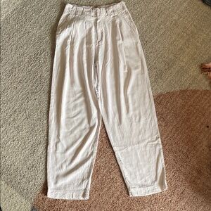 Rare Free People Vintage Pink Cream Annie Hall 70s High-Waisted Trousers